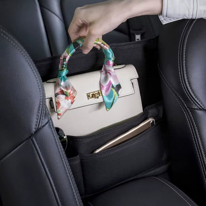 Car Seat Middle Hanger Leather Storage Bag Car Hanging Organizer Multifunction Handbag Holder Water Cup Pockets Tissue Storage